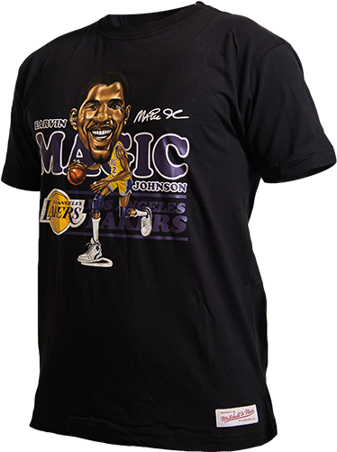 Mitchell & Ness Caricature Los Angeles Lakers Magic - T-shirt (500x500), Png Download
