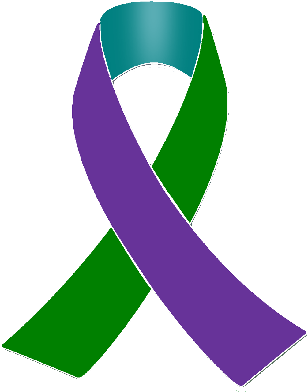 Purple, Teal And Green Awareness Ribbon (1100x1393), Png Download
