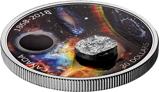 Pure Silver Coloured Coin With Meteorite - Canadian Mint Meteorite Coin (570x570), Png Download