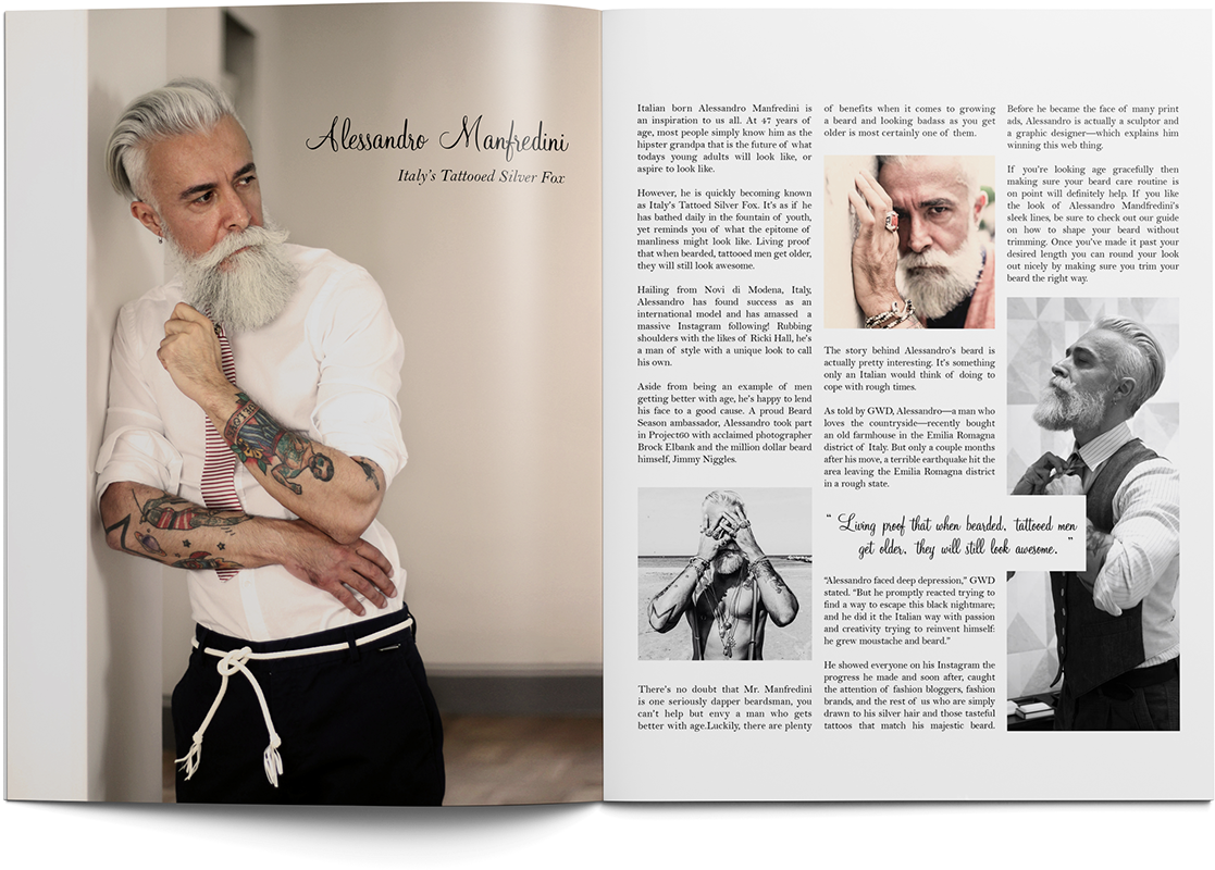 Thank You - Man Silver Fox Tattoo (1200x879), Png Download
