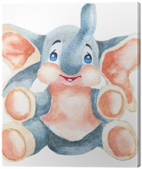 Watercolor Baby Elephant Illustration On White Canvas - Watercolor Painting (400x400), Png Download