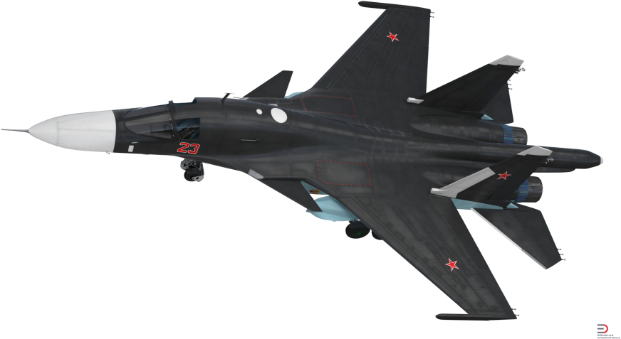 2 Russian Air Force Su 34 Royalty Free 3d Model - Sukhoi Su-34 (920x517), Png Download