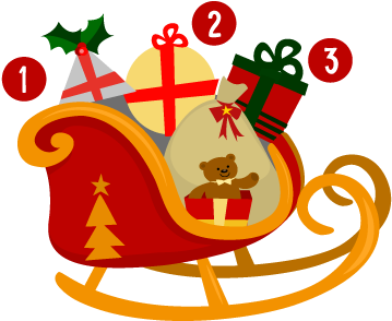 Sleigh Clipart Present - Sleigh And Presents (370x370), Png Download