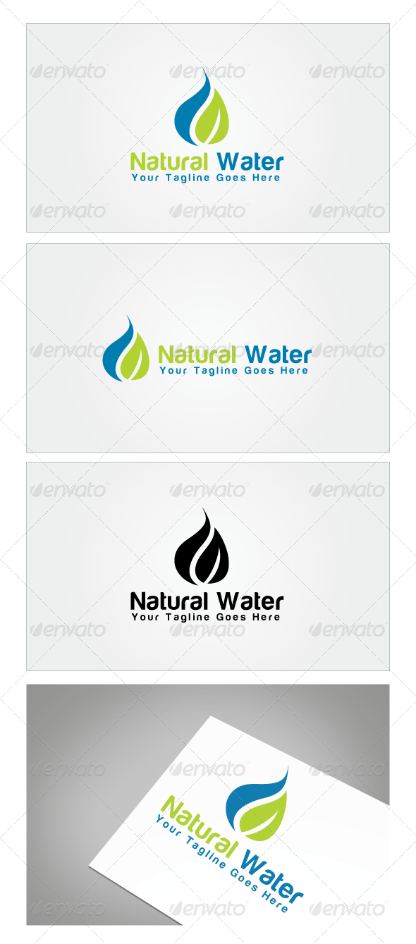 Natural Water Logo Template - Graphic Design (590x1339), Png Download
