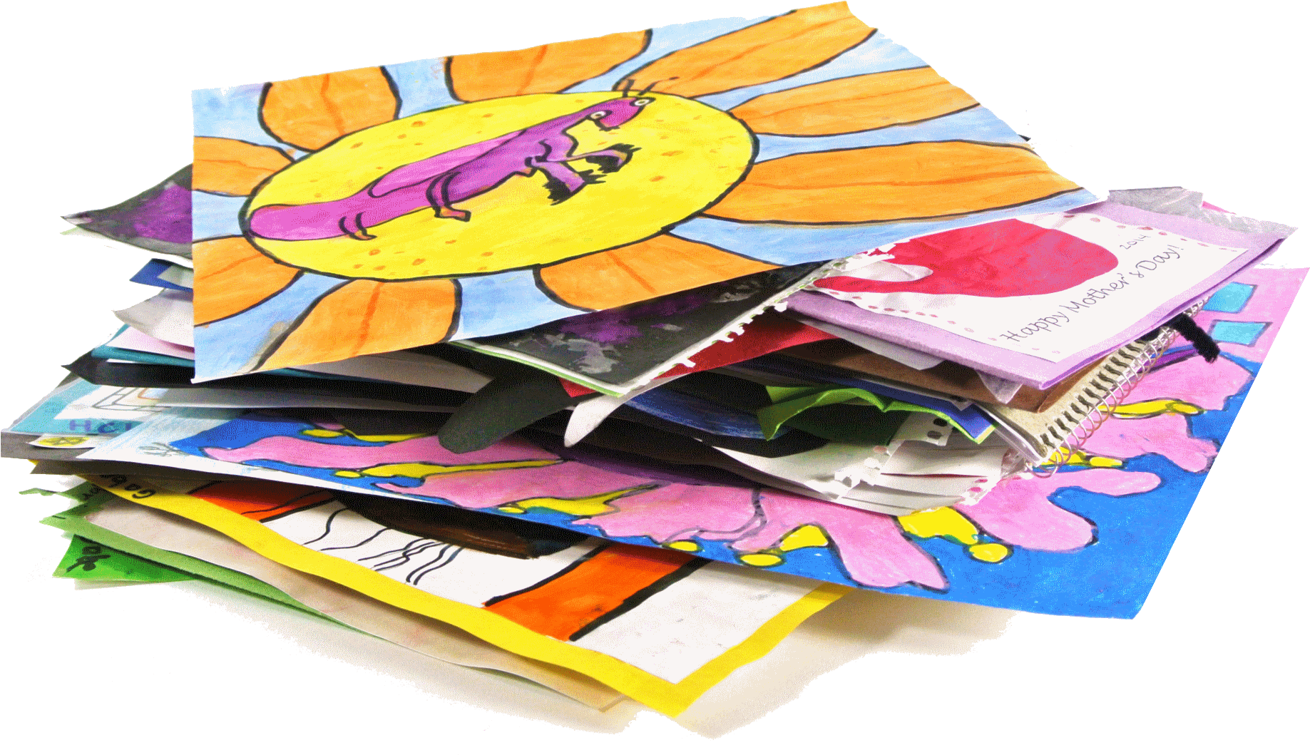 We Hang Onto All The Crumpled Crayon Drawings, Macaroni - Paper (1920x1084), Png Download