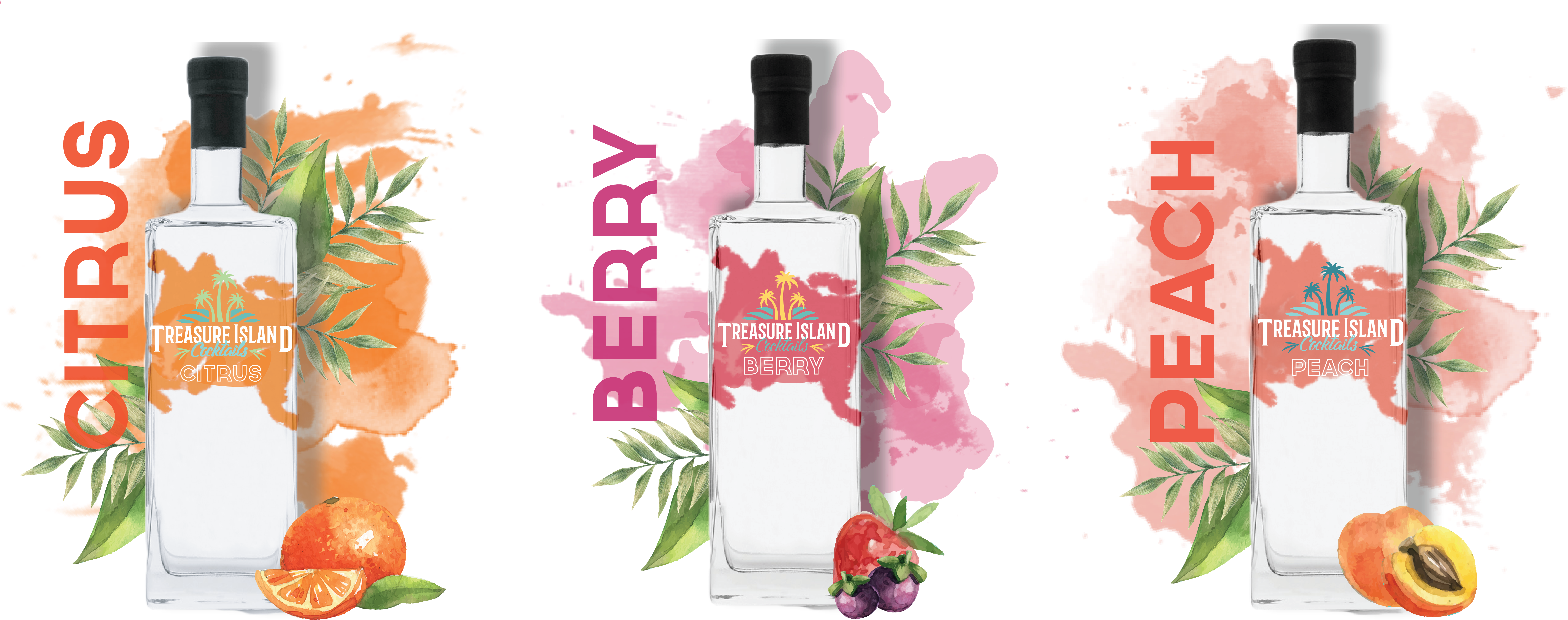 Treasure Island Was A Brand I Created As A Personal - Glass Bottle (7907x3226), Png Download