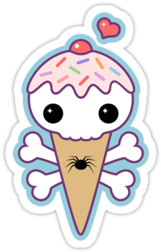 Super Cute Skull And Crossbones Ice Cream Cone Vinyl - Cartoon (375x360), Png Download