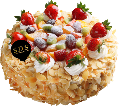Vanilla & Pandan Sponge With Fresh Cream & Mango Peach - Stuffing (500x446), Png Download