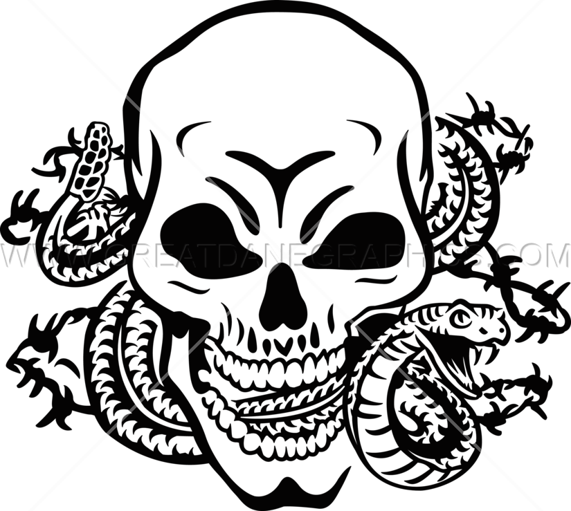 Skull Snake Drawing At Getdrawings - Skull And Snake Png (825x739), Png Download