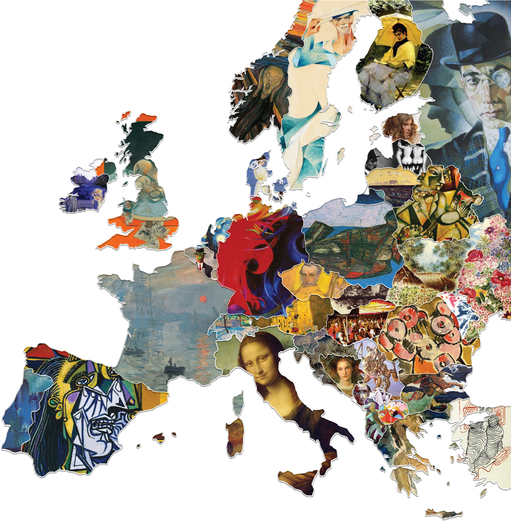 Map Of Europe Art (1764x1741), Png Download