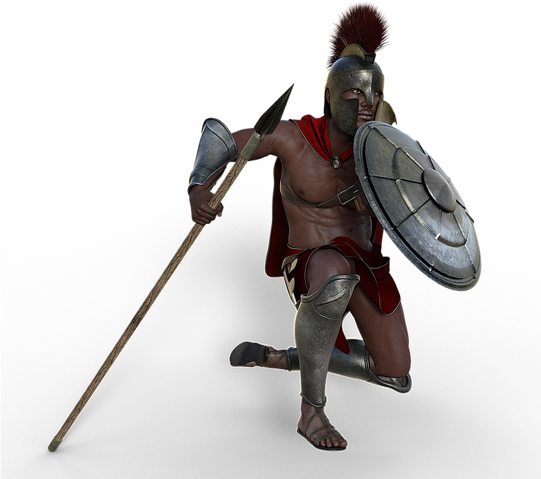 Soldier, Sparta, Antique, Man, Fighter, Warrior, Spear - Spear Fighter (781x720), Png Download