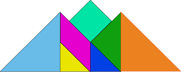 Tangram Mountains Or Pyramids - Tangram Mountain (600x241), Png Download