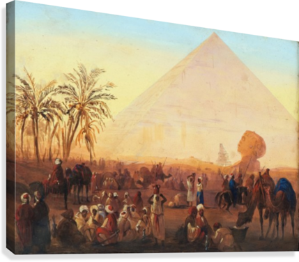 Caravan Having A Break At The Pyramids Canvas Print - Desert Caravan Art (429x376), Png Download