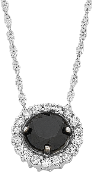 14ct White Gold Black Diamond Pendant - Salera's - Melbourne City (606x774), Png Download