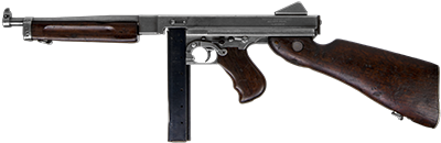 Pistolet Maszynowy Thomson Model M1a1 - Submachine Gun (600x210), Png Download