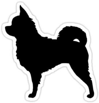Long Haired Chihuahua Silhouette Sticker - Long Haired Chihuahua Silhouette (375x360), Png Download