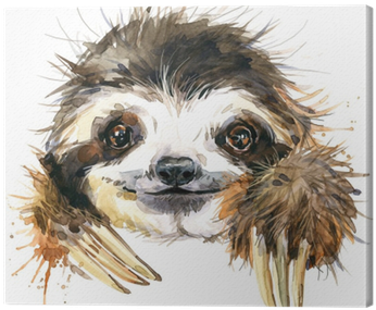 Watercolor Sloth Illustration - Sloth Watercolor (400x400), Png Download