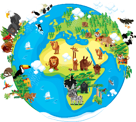 Animals Around The World Clipart (445x399), Png Download