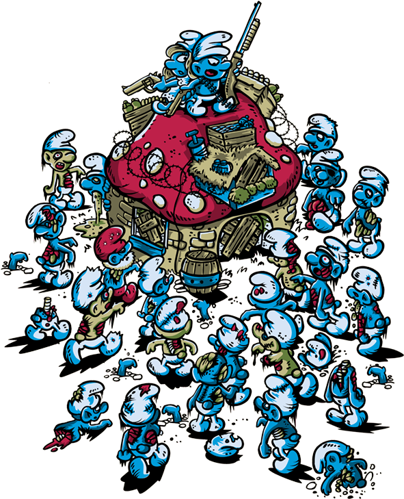 Blue Horde By Teevillain - Camisetas Tv E Desenhos - Walking Dead Smurf Zombie (600x758), Png Download