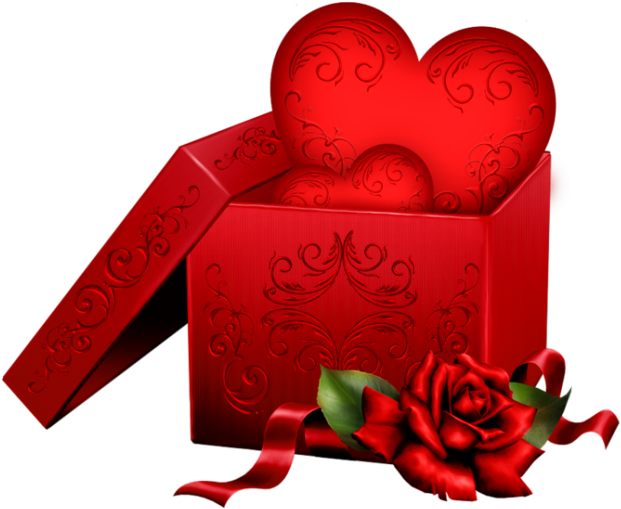Heart With Gift Box - Valentines Day Roses Png (650x554), Png Download