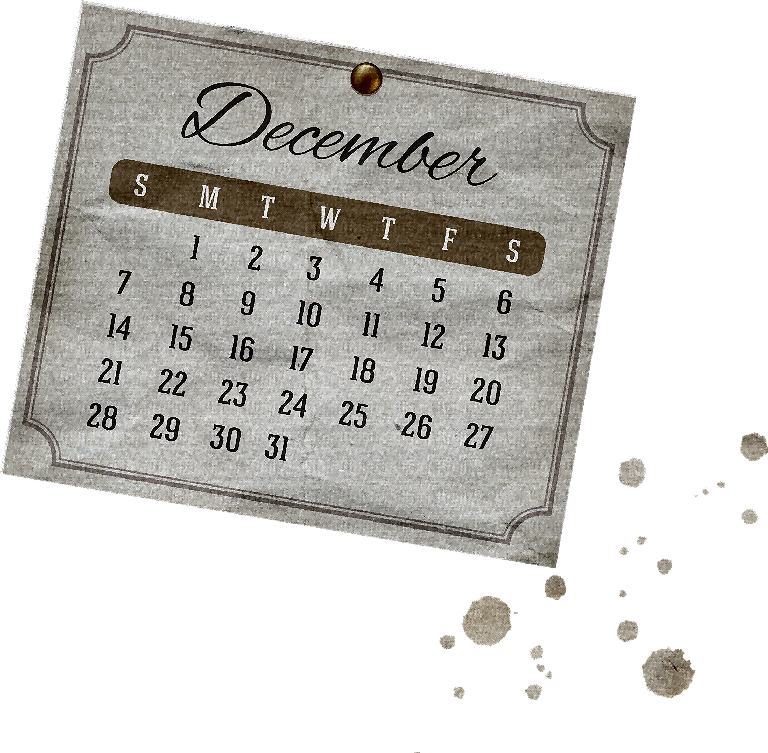 Calendario Vintage Diciembre - Calendar (768x753), Png Download