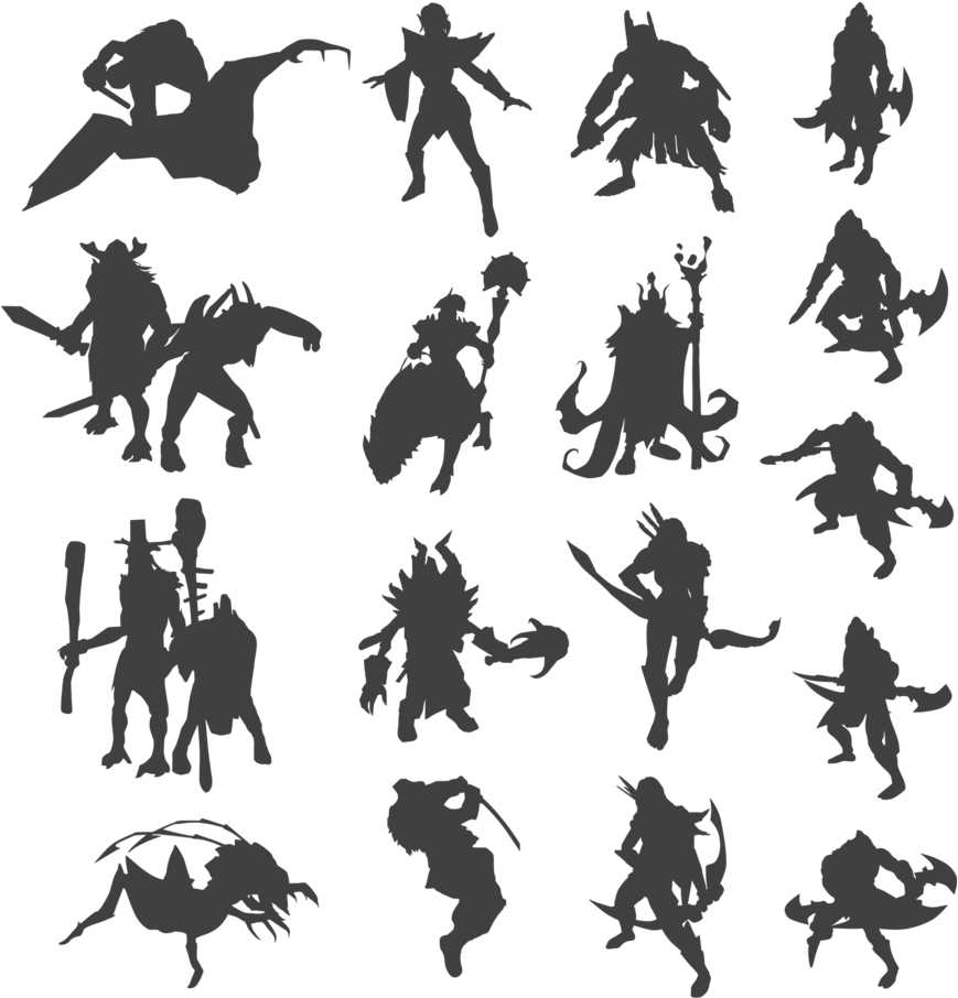 Dota 2 Silhouettes By Imkb-d5zfld3 - Dota 2 Heroes Vector (875x912), Png Download