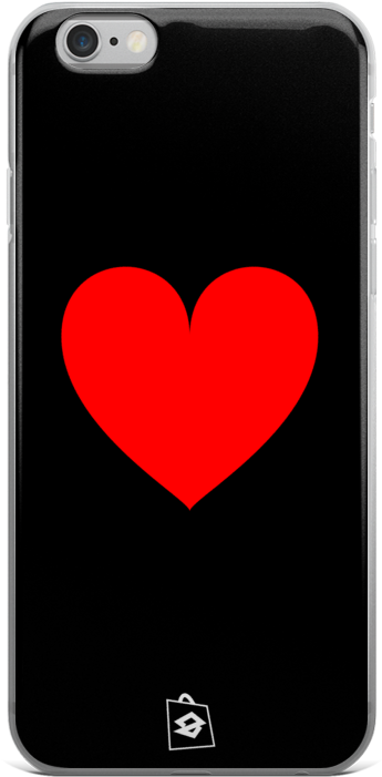 Iphone 6/6s, 6/6s Plus Case Red Heart On Black Background - Iphone 6s (1000x1000), Png Download