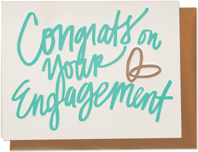Congrats On Your Engagement Letterpress Card (800x620), Png Download