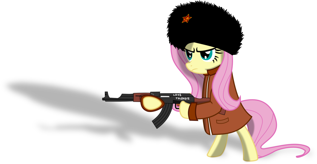 Fluttershy Holding Ak-47 By Albert238391 On Deviantart - My Little Pony Ak47 (1251x638), Png Download
