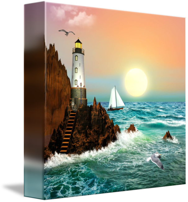 New Lighthouse Paintings Design Blog - Lighthouse (606x650), Png Download