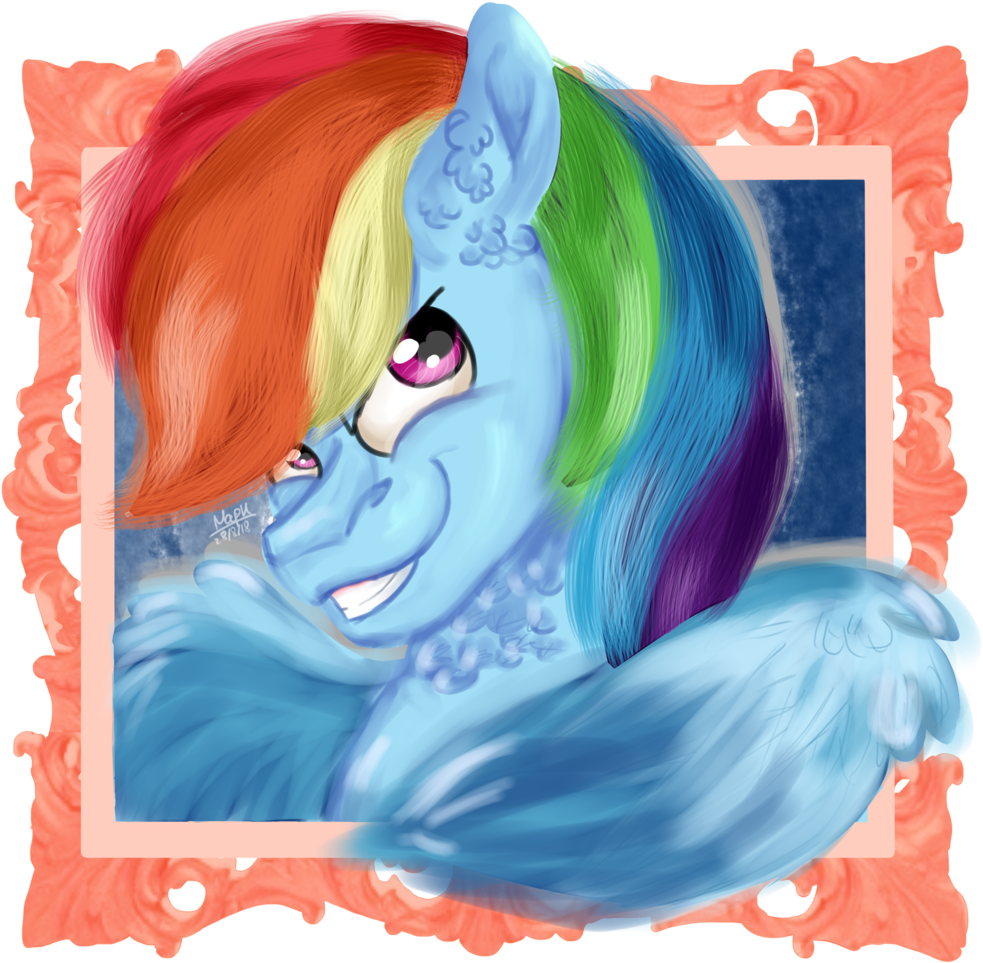 Euspuche, Bust, Looking At You, Portrait, Rainbow Dash, (1024x1024), Png Download