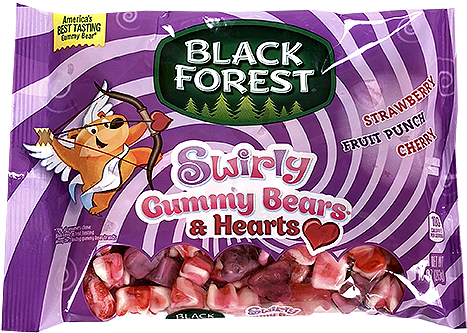 Black Forest Swirly Gummy Bears & Hearts - Black Forest Fruit Medley Flavor Fruit Snack - 37.8 (500x500), Png Download