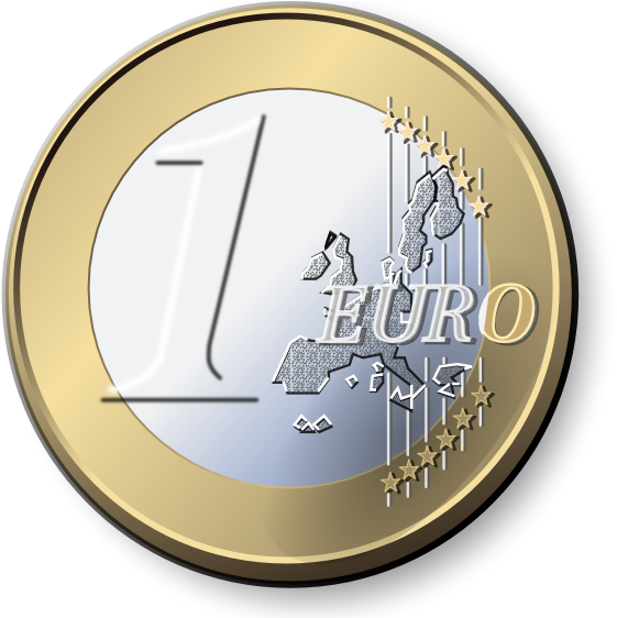 Free Vector One Euro Coin Clip Art - Euro Coin Transparent Background (600x561), Png Download