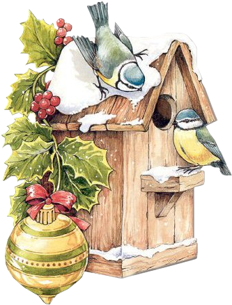 Bird House Free On Dumielauxepices Net - Christmas Bird House Clipart (396x471), Png Download
