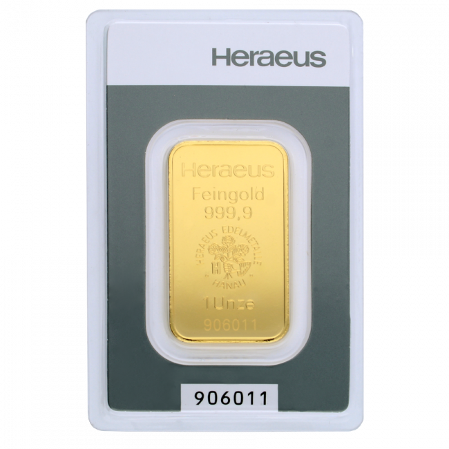 1oz Gold Bullion - Heraeus (650x650), Png Download