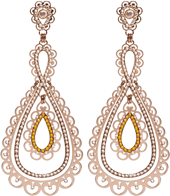 Shiyaya Earring Stud Teardrops Rose Gold, Light Peach - Clip On Gold Earrings (750x750), Png Download
