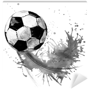 Football Watercolor Hand Drawn Illustration Wall Mural - Naklejki Na Ścianę Piłka (400x400), Png Download