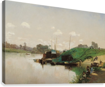 A Summer's Day On The Seine Canvas Print - Summer's Day On The Seine (429x353), Png Download