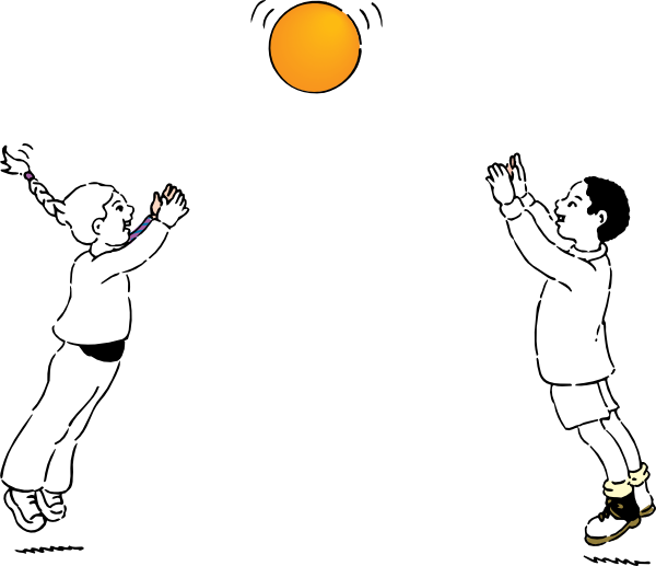 Ball Clipart Line Drawing - Throwing And Catching A Ball (600x517), Png Download