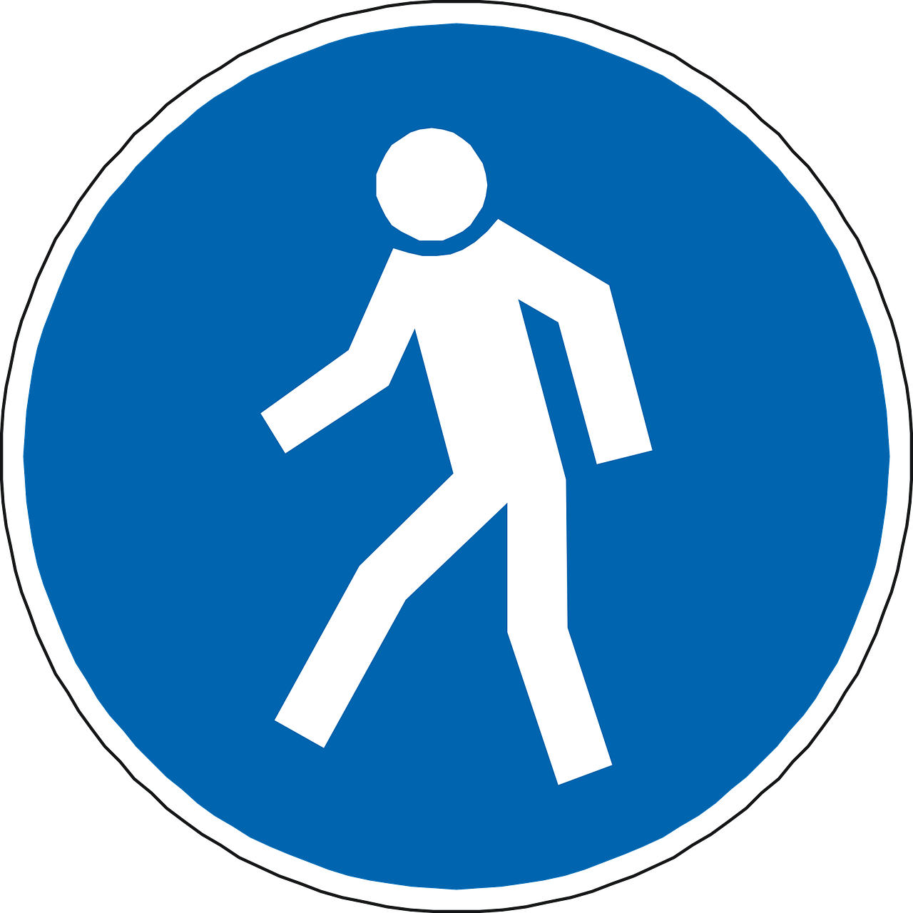 Walk, Icon - Obligation Piéton (1280x1280), Png Download