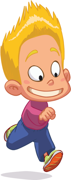 Kid Running Sticker - Dibujo Niño Rubio (374x592), Png Download