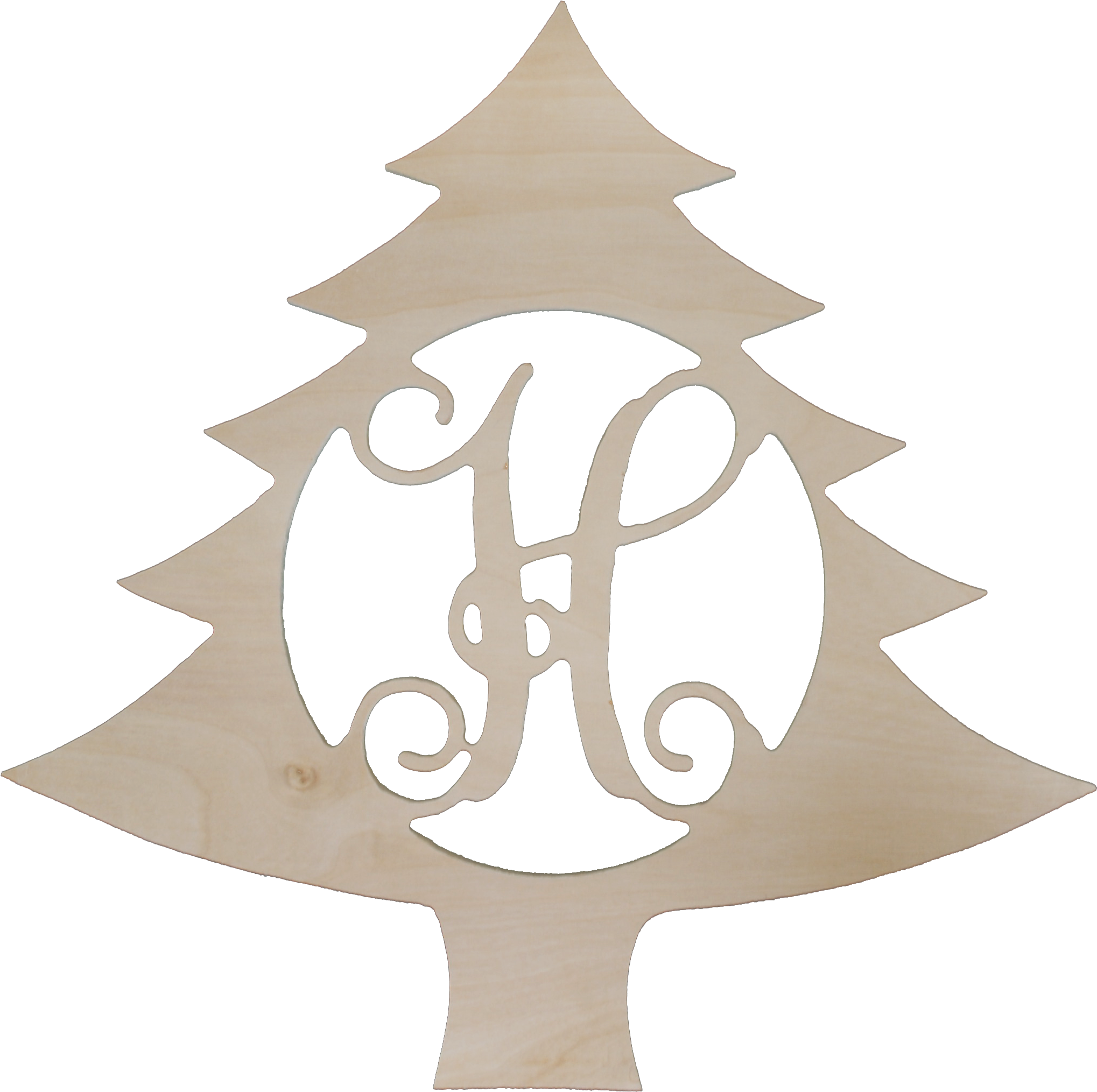 18" Unfinished Wooden Christmas Tree Monogram - Wholesale Boutique Christmas Tree Wood Monogram (2737x2592), Png Download
