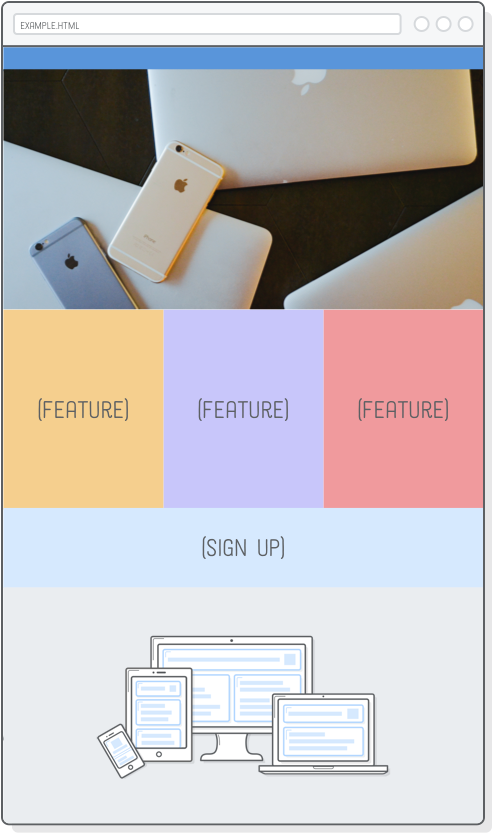 Web Page With Large Photo In Header And Line Art Illustration - Illustration (536x882), Png Download