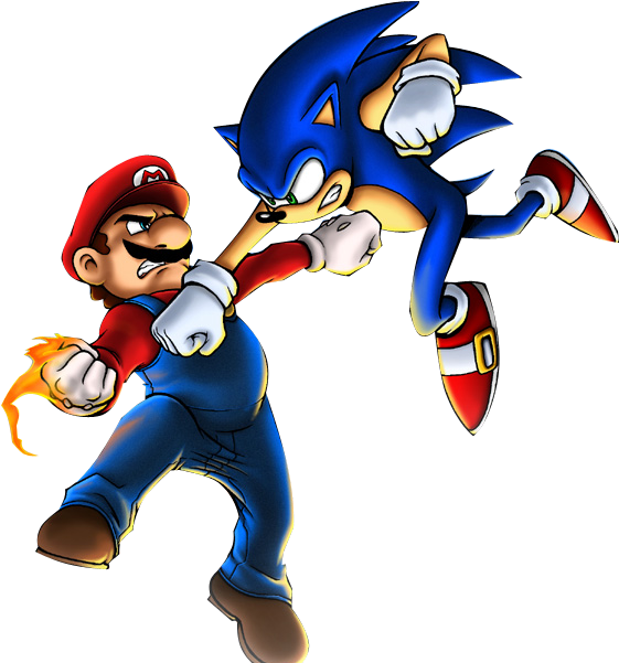 Sonic - Super Mario Bros And Sonic The Hedgehog (800x600), Png Download