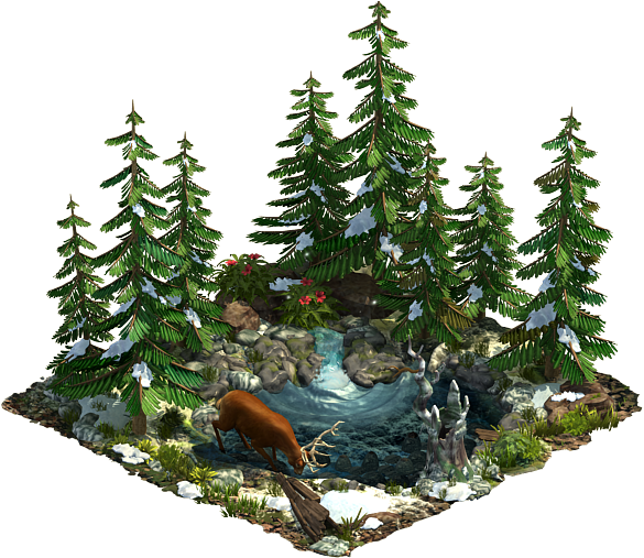 Winter Pond Habitat - Christmas Tree (642x525), Png Download