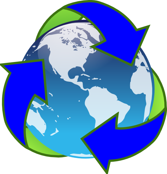 Global Clip Art At Clker - Earth Reduce Reuse Recycle (576x598), Png Download