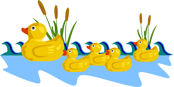 Left Ducks - Duck Family Clip Art (600x302), Png Download