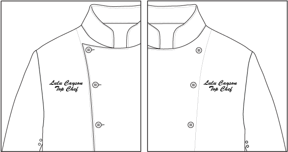Embroidery Placement On A Chef's Hat And Jacket - Chef Coat Embroidery Designs (592x316), Png Download