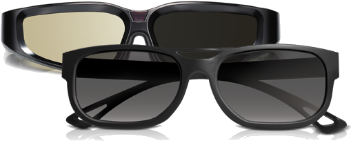 Active Glasses Shut Out Each Eye In Turn, Passive Glasses - Passive 3d Tv Glasses 3d Tv Glasses, 3d Glasses For (521x241), Png Download