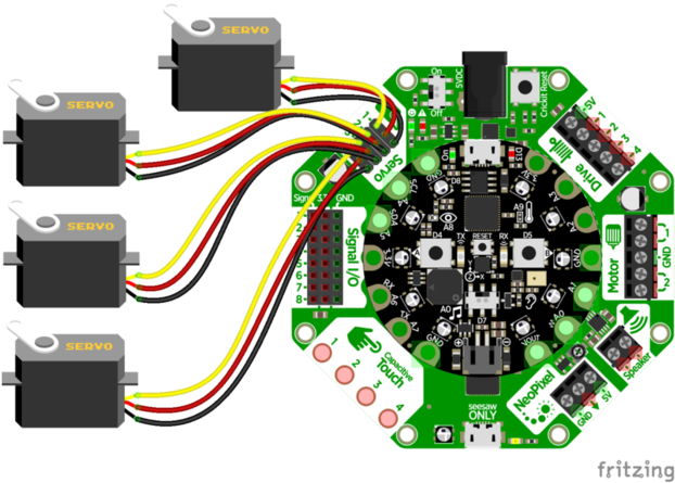 Circuit Playground Servos Bb - Popsicle Stick Servo Robot (640x480), Png Download